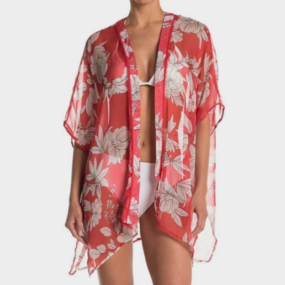 VINCE CAMUTO Botanical Floral Sheer Kimono